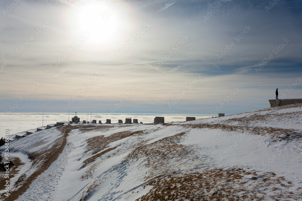 Monte grappa war memorial winter view, Italy Monte grappa war memorial winter view, Italy