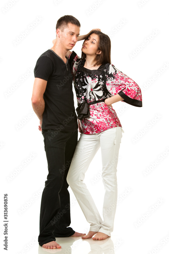 Naklejka premium Man and woman posing in funny pose
