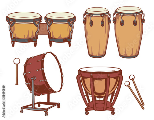 Photographie Percussion instruments set.