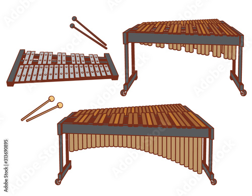 Percussion instruments set.