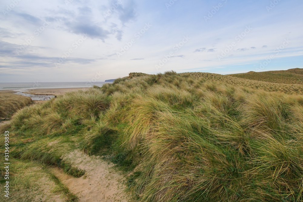 The dunes at Dunnet Beach in the Scottish highlands