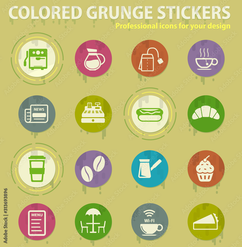 Cafe colored grunge icons Cafe colored grunge icons