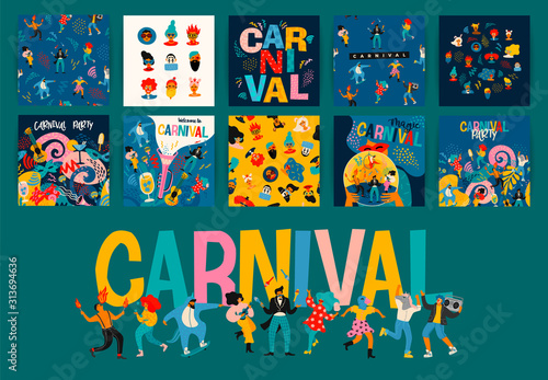 Hello Carnival. Vector set of illustrations for carnival concept and other use.