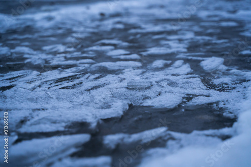 Frozen lakes hore. Ice texture abstract background