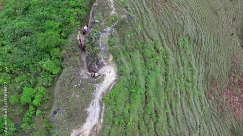 Horseback riding adventures in the mountains of Vilcabamba in Ecuador. photo