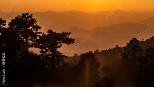 landscape of mountains and sunset ,Thsiland photo