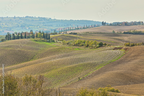  landscape of hills tuscany in autumn in Italy