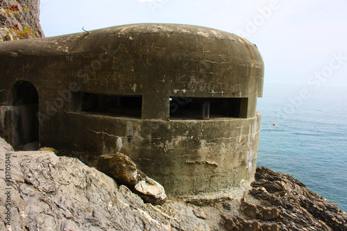 old german bunker from the second world war on a cliff overlooking the sea at cinque terre in monterosso in liguria