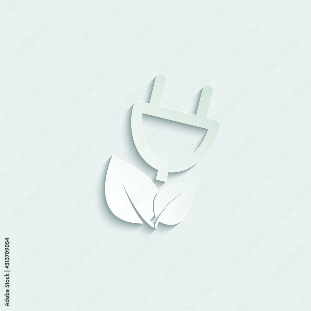 Eco plug with leaf icon/ electric plug vector icon Eco plug with leaf icon/ electric plug vector icon