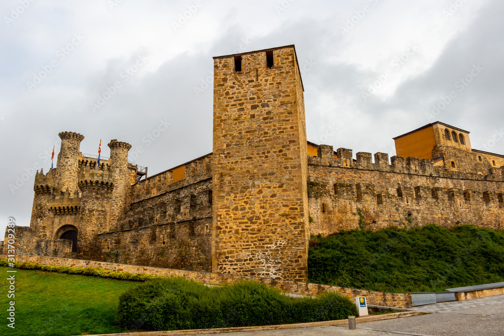 Castillo de los Templarios, the 12th-century Templar Castle in Ponferrada, Province of Leon, Castile and Leon, Spain on the Way of St. James, Camino de Santiago