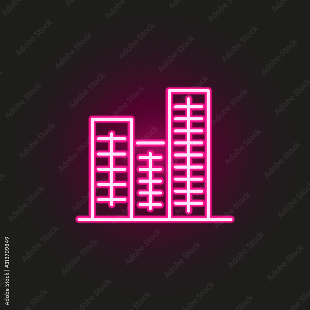 Building neon style icon. Simple thin line, outline vector of building icons for ui and ux, website or mobile application