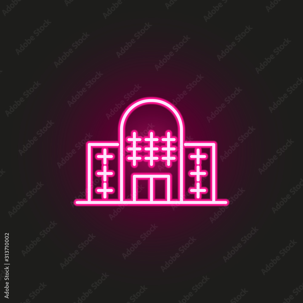 Naklejka premium Building neon style icon. Simple thin line, outline vector of building icons for ui and ux, website or mobile application