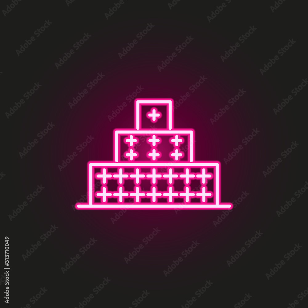 Building neon style icon. Simple thin line, outline vector of building icons for ui and ux, website or mobile application Building neon style icon. Simple thin line, outline vector of building icons for ui and ux, website or mobile application