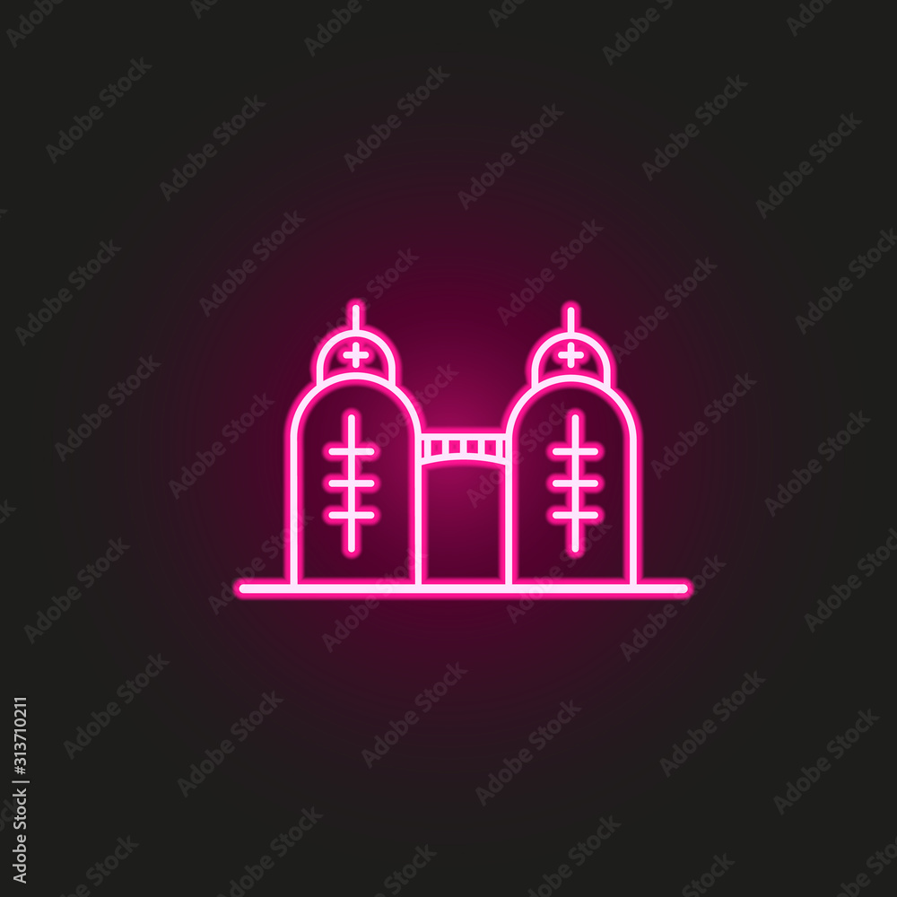 Building, birdge neon style icon. Simple thin line, outline vector of building icons for ui and ux, website or mobile application Building, birdge neon style icon. Simple thin line, outline vector of building icons for ui and ux, website or mobile application