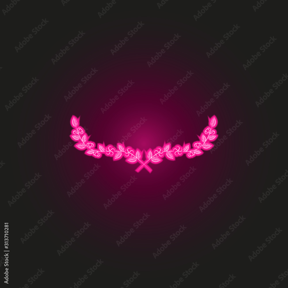 Decorative floral Ornament for text neon style icon. Simple thin line, outline vector of decorative floral icons for ui and ux, website or mobile application