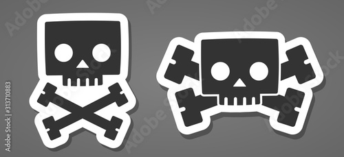 Cartoon robot skull machine head crossbones icon symbol vector illustration
