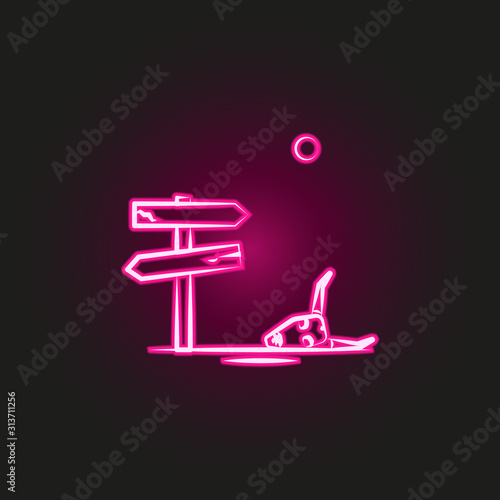 sign post  desert neon style icon. Simple thin line  outline vector of desert icons for ui and ux  website or mobile application