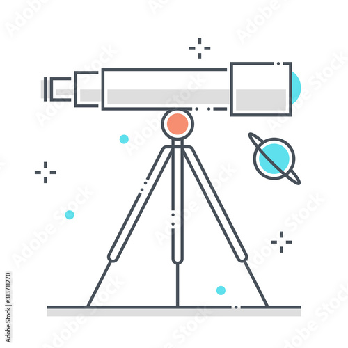 Astronomy related color line vector icon, illustration