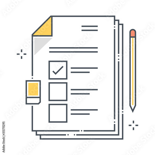 Exam related color line vector icon, illustration