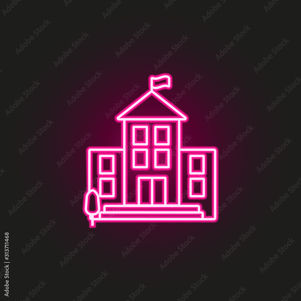school building neon style icon. Simple thin line, outline vector of education icons for ui and ux, website or mobile application school building neon style icon. Simple thin line, outline vector of education icons for ui and ux, website or mobile application