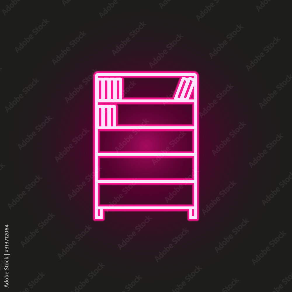 bookcase neon style icon. Simple thin line, outline vector of education icons for ui and ux, website or mobile application bookcase neon style icon. Simple thin line, outline vector of education icons for ui and ux, website or mobile application