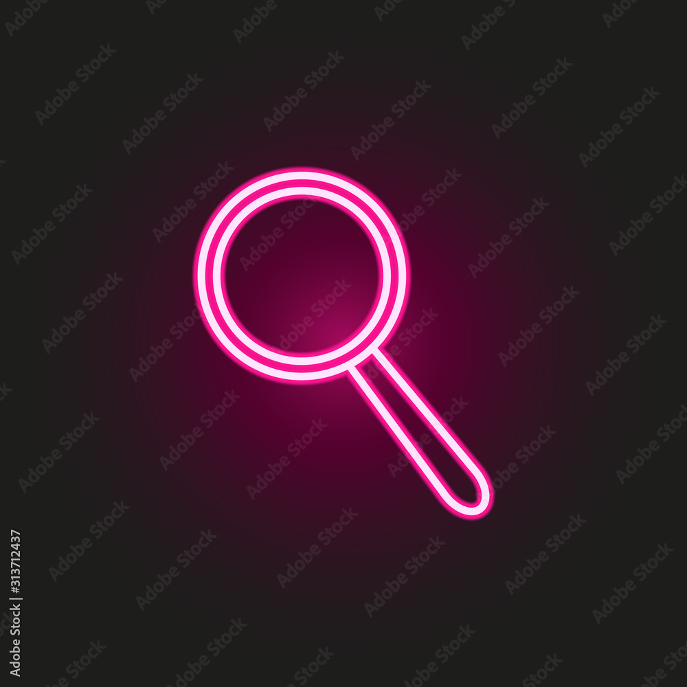 magnifier neon style icon. Simple thin line, outline vector of education icons for ui and ux, website or mobile application magnifier neon style icon. Simple thin line, outline vector of education icons for ui and ux, website or mobile application