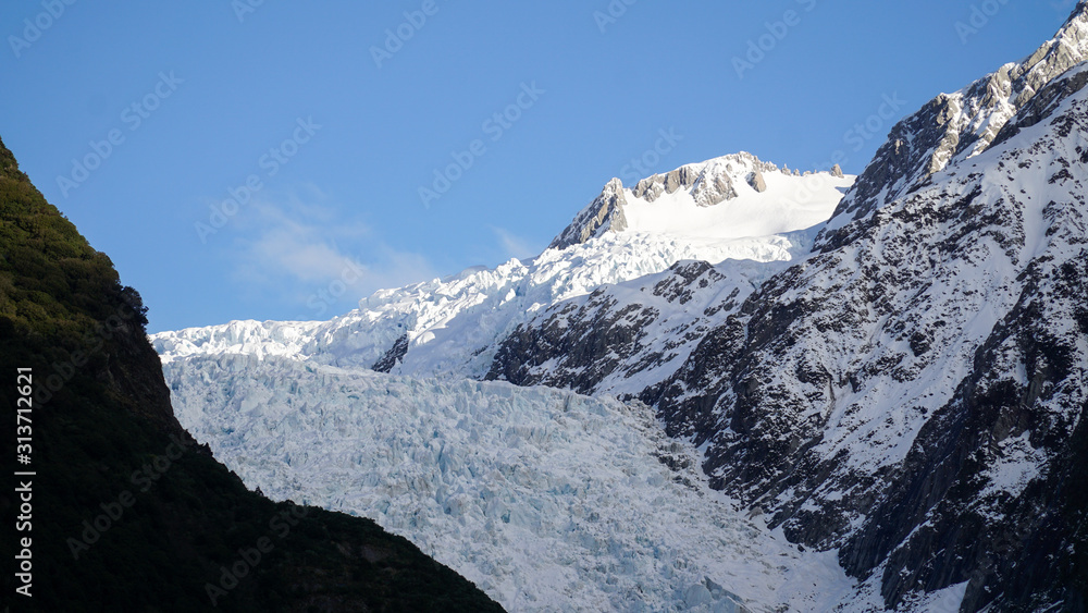 Hiking to the Franz Josef Glacier Viewpoint in New Zealand.