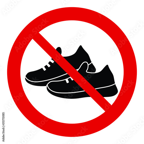 no shoes icon. Prohibited shoes icon .  no Sneakers  icon