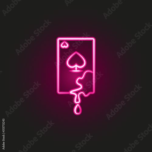 blood card, gambling neon style icon. Simple thin line, outline vector of mafia icons for ui and ux, website or mobile application
