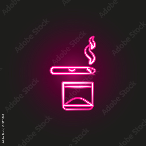 cigar, whiskey, gang, criminal neon style icon. Simple thin line, outline vector of mafia icons for ui and ux, website or mobile application