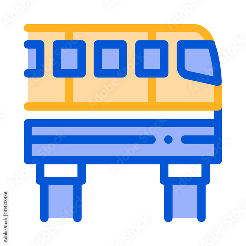 Public Transport Monorail Vector Thin Line Icon. Elevated Monorail Road Train Urban Passenger Transport Linear Pictogram. City Transportation Passage Service Contour Illustration