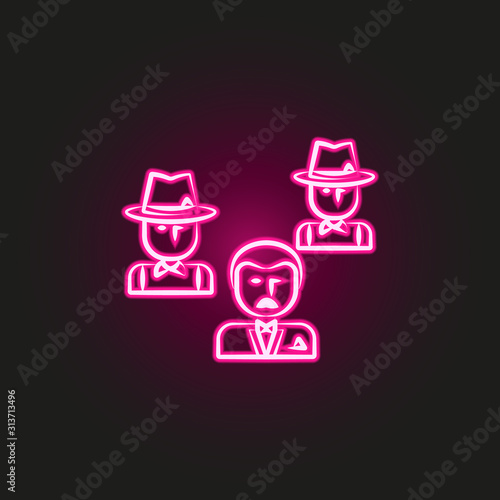 gang, criminal, godfather, mafia neon style icon. Simple thin line, outline vector of mafia icons for ui and ux, website or mobile application