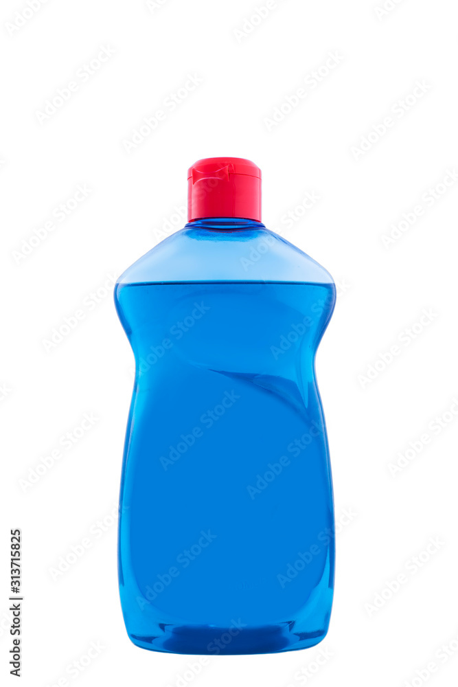 plastic transparent bottle with liquid soap in blue for cleanliness, no label blank mock up isolated on white background clipping path. plastic transparent bottle with liquid soap in blue for cleanliness, no label blank mock up isolated on white background clipping path.