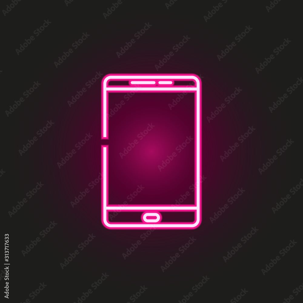 smart phone neon style icon. Simple thin line, outline vector of web icons for ui and ux, website or mobile application smart phone neon style icon. Simple thin line, outline vector of web icons for ui and ux, website or mobile application