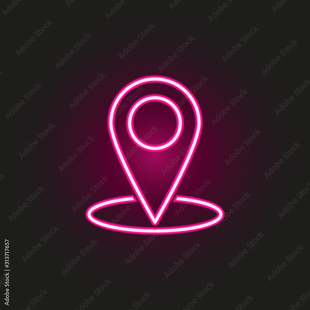 pin neon style icon. Simple thin line, outline vector of web icons for ui and ux, website or mobile application pin neon style icon. Simple thin line, outline vector of web icons for ui and ux, website or mobile application