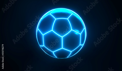 Artistic glowing blue championship soccer ball
