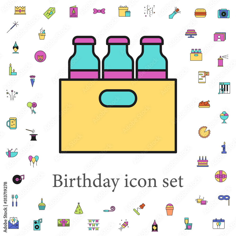 box with bottles of beer colored icon. birthday icons universal set for web and mobile box with bottles of beer colored icon. birthday icons universal set for web and mobile