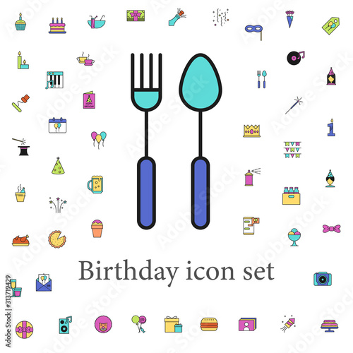 cutlery colored icon. birthday icons universal set for web and mobile