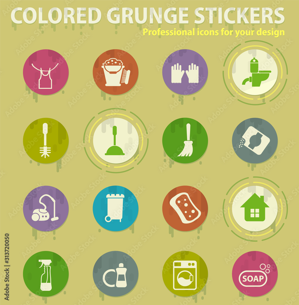 Fototapeta premium cleaning company colored grunge icons