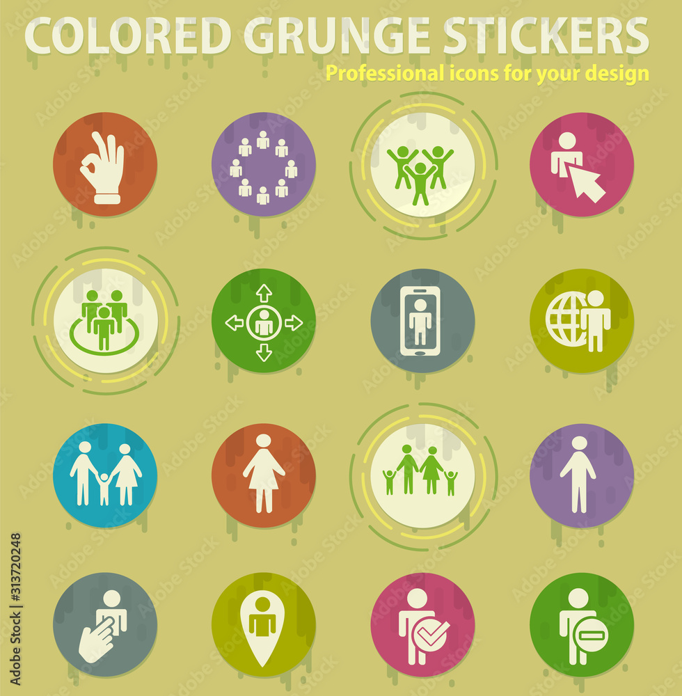 community colored grunge icons