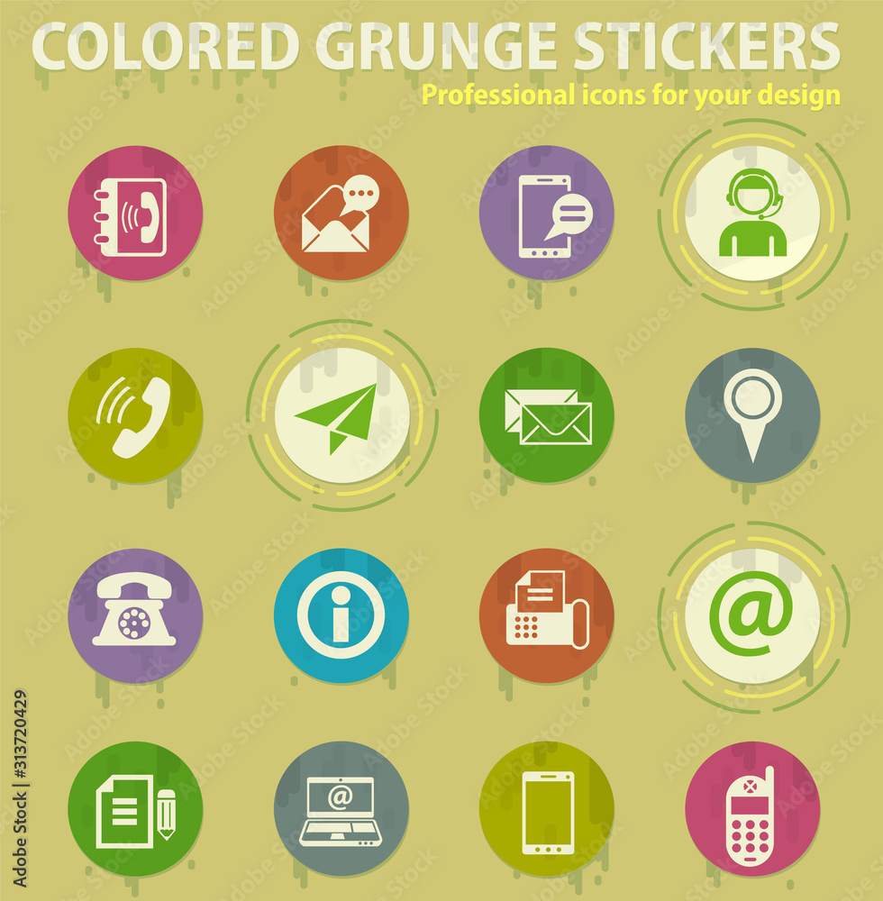 Fototapeta premium Contacts colored grunge icons