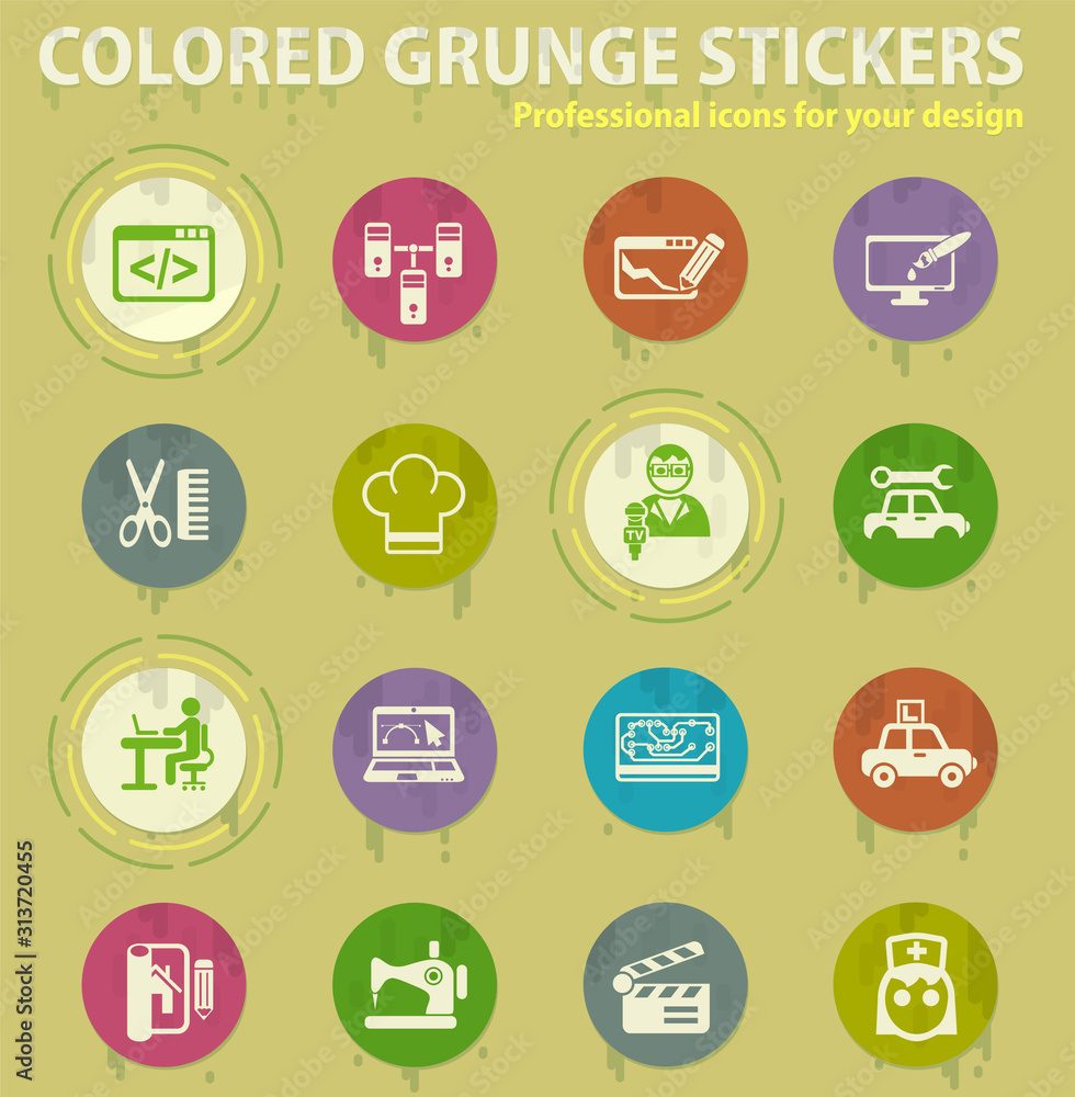 courses colored grunge icons courses colored grunge icons