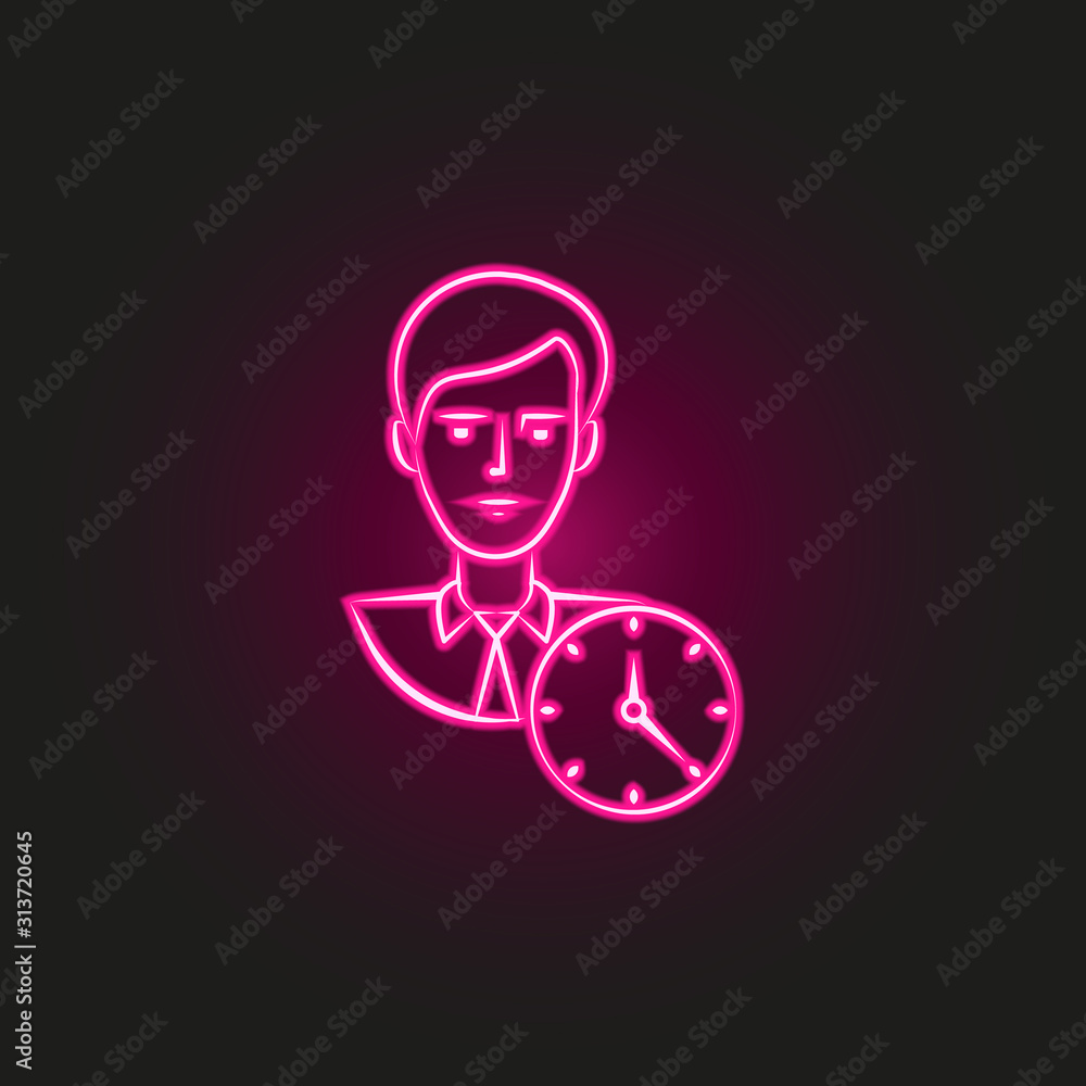 clock, management, productivity hand drawn neon style icon. Simple thin line, outline vector of business icons for ui and ux, website or mobile application clock, management, productivity hand drawn neon style icon. Simple thin line, outline vector of business icons for ui and ux, website or mobile application