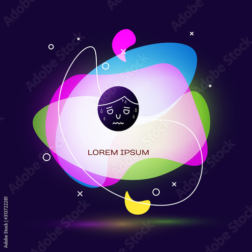 Black Man with excessive sweating icon isolated on blue background. Abstract banner with liquid shapes. Vector Illustration