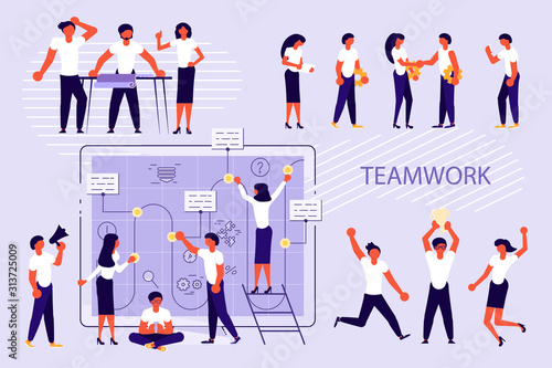 Set of teamwork concept