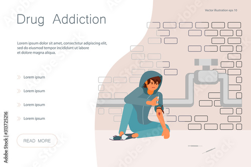 Drug addict concept
