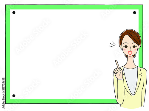 ビジネスウーマンとメッセージボード