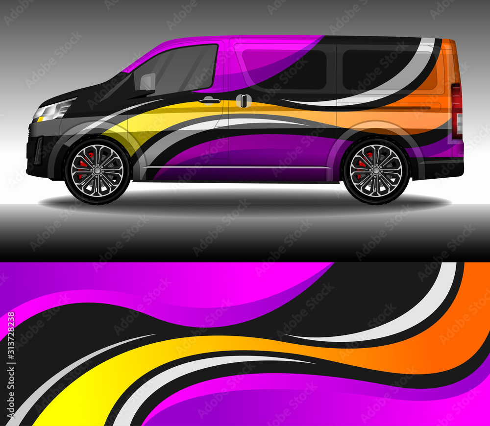 Car wrap decal design vector, custom livery race rally car vehicle sticker and tinting.