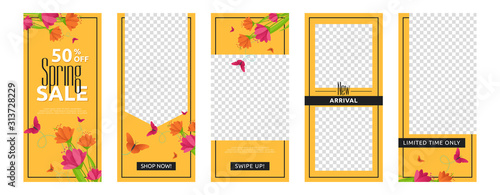 Spring Flower Social Media Story Status Business Marketing Template Set