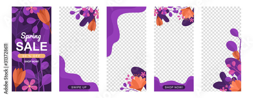 Spring Flower Social Media Story Status Business Marketing Template Set